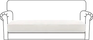 MAXIJIN Velvet Stretch Couch Cushion Covers Soft Sofa Cushion Cover Replacement Sofa Seat Cushion Slipcovers Furniture Protector with Elastic Bottom (1 Piece Sofa Cushion Cover, White)