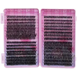Professional 640Pcs Individual Cluster Lashes Book, DIY Eyelash Extension Kit, 30D+40D+50D Mixed Volume, 9-16mm Mix Length, D Curl, Waterproof False Lashes for Natural, Party, Cat-Eye Makeup