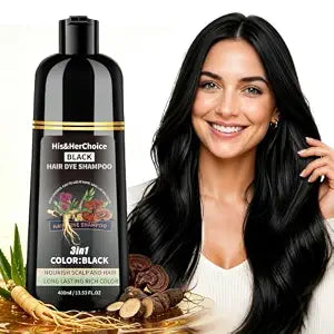 Black Hair Dye Shampoo 3-in-1 for 100% Gray Coverage, Hair Color Shampoo