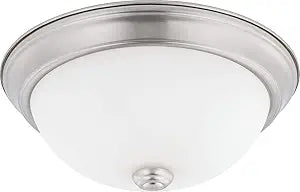 HomePlace Lighting 214721BN Bates Traditional Soft White Glass Bowl Flush Mount Ceiling Light, 2-Light 120 Total Watts, 5" H x 11" W, Brushed Nickel