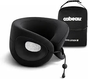 Cabeau Evolution X Deluxe - Best Travel Neck Pillow with Travel Bag (Diamond Black/White)
