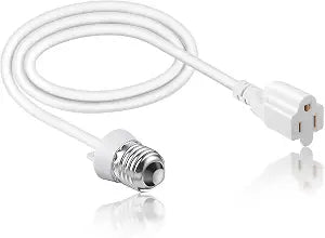 3 Outlet Light Socket Adapter, E26/E27 to 3 Prong Outlet, White, 1 Pcs