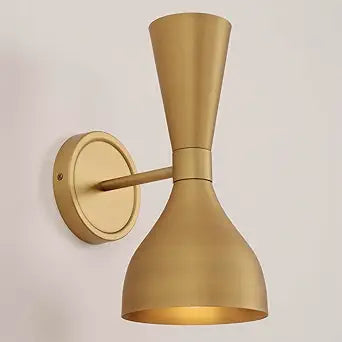 Modern Wall Sconce,1- Light Brass Gold Wall Sconce Light with Funnel Metal Shade Indoor Hardwire Wall Lamps Mounted for Bathroom Mirror Kitchen Over Sink E26