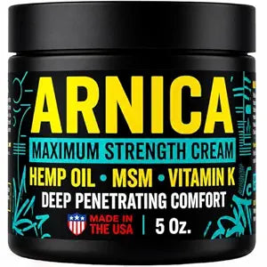 Arnica Cream Maximum Strength ��� Arnica Montana Bruise Cream for Thin, Mature Skin & Seniors ��� With Vitamin K, MSM, Hempseed Oil & Aloe ��� Face & Body, Fast Absorbing, Light Lavender ��� 5 Oz, Made in USA