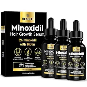 5% Minoxidil Hair Growth Serum for Men & Women, Beard Growth Oil 1oz 3pcs