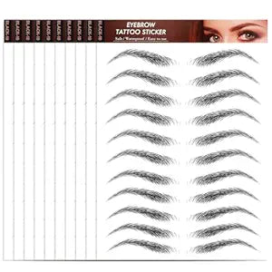 YUXIANLB 10 Sheets Waterproof Eyebrow Tattoo Fake Eyebrows Sticker 4D Hair-Like Eyebrow Tattoos Stickers Temporary Eyebrow Tattoo For Women Long-Lasting Eyebrow Christmas For Makeup Beginner(Black-10)