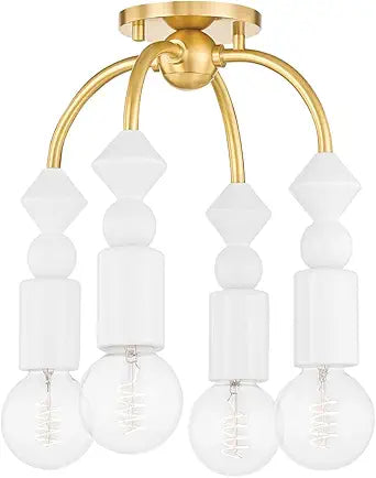 Mitzi H471604-AGB Flora - 4 Light Semi Flush 14.75 inches Tall and 12 inches Wide - Aged Brass