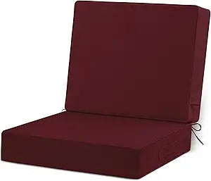 Cozyide 24x24 Outdoor Cushions for Patio Furniture, Waterproof Outdoor Chair Cushions with Non-Slip Ties and Handle, Washable Deep Seat Cushions for Outdoor Furniture with Removable Cover, Burgundy