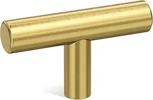 Goldenwarm Knobs for Dresser Drawers Brushed Brass Cabinet Knobs - LS201GD Contemporary Cabinet Hardware Knob 2" Overall Length Gold Cabinet Drawer Handles 30 Pack