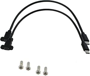 2pcs USB Type C 3.1Panel Mount Adapter Cable USB-C 3.1 Gen2 10Gbps Male to USB C Female Panel Mount Screw Cable, Supports Charging, Data, Audio, Video