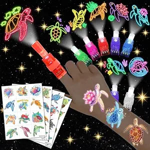 72 PCS Turtle Party Favors Set ï¿½ï¿½ï¿½ 48 Tattoos & 24 LED Finger 