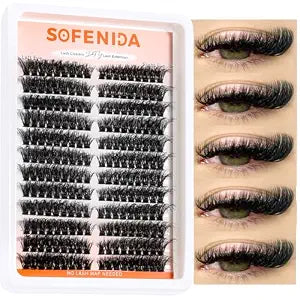 SOFENIDA Lash Clusters 80D Cat Eye Wispy Eyelash Clusters 8-16mm DIY Lashes