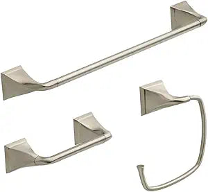 Delta EVE63-BN Everly 3-Piece Bath Hardware Set with Towel Ring, Toilet Paper Holder and 24" Towel Bar in Brushed Nickel