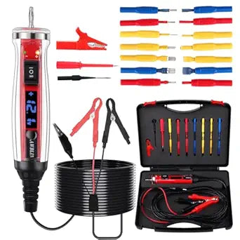 AWBLIN Power Circuit Probe Tester Kit, LCD Digital Automotive Test Light with Voltmeter, 18PCS Multi Function Auto Fuse Circuit Voltage Continuity Current Electric Tests Tool with Black Carrying Case