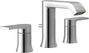 Moen Genta Chrome Two-Handle Widespread Modern Bathroom Faucet with Drain Assembly, Bathroom Sink Faucet 3-Hole Application (Valve Required), T6708