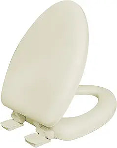 Plexon Soft Cushioned Toilet Seat, Elongated Bone, Slow-Close Lid & Seat, Quick-Release Hinge, Easy To Clean & Change