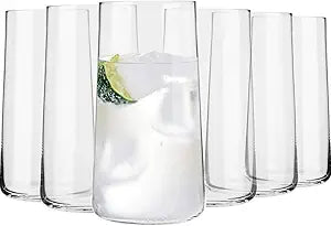Krosno Tall Water Glasses, Set of 6, 18.3 oz, Avant-Garde Collection, Lightweight Crystal Glass, Perfect for Everyday, Dishwasher Safe, Made in Europe