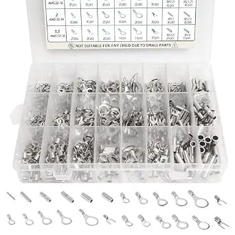 600PCS Non Insulated Ring Terminal Set Wire Crimp Connectors for Automotive
