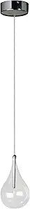 ET2 Lighting Larmes 1-Light Pendant | Polished Chrome Finish | Clear Glass | Modern Hanging Pendant Light for Kitchen Islands and Dining Rooms | Adjustable Cord Suspension | E23111-18