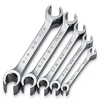 SK Tools USA 6 Piece Flare Nut Wrench Set, 6 Point, SuperKrome, 1/4" to 7/8" | 381