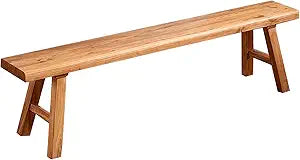 Wooden Bench Indoor  Rustic Farmhouse Narrow Entryway Bench with Slim Skinny Design, Natural Solid Wood, Perfect for Dining Room, Bedroom, or End of Bed, 31.5in Length