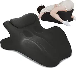 Ergonomic Memory Foam Wedge Pillow, Contoured Support Pillows, 27 Angled Support for Waist and Neck, Multi-Position Support Pillow (Black)