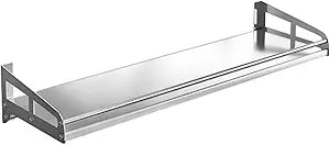 Wall Mount Metal Wall Shelf Kitchen Spice Condiment Racks 304 Stainless Steel fit Storage Rack Bedroom Bathroom Living Room Shelves (Length31.5 width9.8)