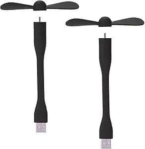 Sokelinn-six USB Flexible Fan, Mini Portable Cooling Fans USB Powered for Power Bank Laptop PC AC Charger - 2 Pack (Black)