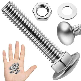 (20 Sets) 1/4-20 x 1-1/2 Carriage Bolts with Nuts and Washers, 304 Stainless Steel Round Head Square Neck 1/4 Carriage Bolts Screws, Full Thread for Outdoor