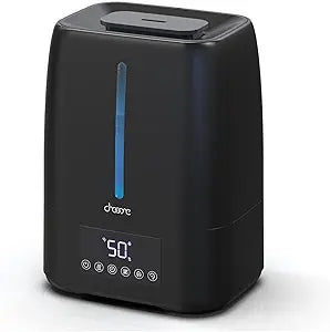 6L Top Fill Ultrasonic Humidifier - Cool and Warm Mist for Bedroom, Baby, Large Rooms & Plants, Smart Humidity Control, Aroma Diffuser, Night Light, 12H Timer, Quiet, Black
