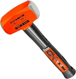 Titan iDX 63614 4lb Drilling Hammer, Sledgehammer with 12" Indestructible Handle Reinforced with Steel Locking Plates & Steel Bars, Vulcanized Rubber Grip, Overstrike Protection