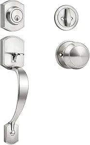 Probrico Brushed Nickel Door Locks for Front Door, Entry Door Locksets with Deadbolt, Front Door Knob and Deadbolt Set, 1 Set
