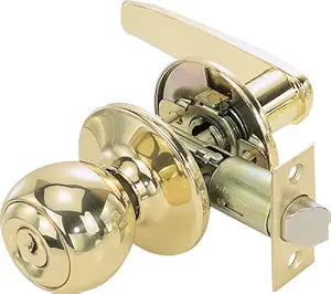 Legend 809057 Blade Style Lever Handle Entry Front Door Knob Leverset Lockset, US3 Polished Brass Finish