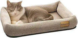 MOHAYA Jute Pet Bed-L, 2-in-1 Small Dog Bed & Scratch Pad  Breathable Jute & Cotton Dual-Layer Design, Eco-Friendly Lounger with Cooling Comfort for Summer  Washable, Durable, Non-Slip Base