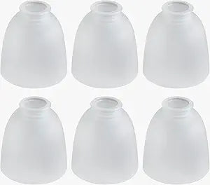 Ceiling Fans Glass Shade Replacements, 6-Pack Lampshades Light Shade Covers White Frosted Glass for Chandelier, 4.92"High, 4.72"Diameter, 1.65 "Fitter, Bell Shaped Shade Globes