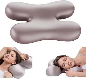 H Sleeper Pillow for Anti-Wrinkle, Cooling Memory Foam Pillows for Neck Pain & Breathing Smoothly, Silky Satin Anti-Aging Pillow with High Low Ergonomic Design for Back and Side Sleepers (purple-pink)