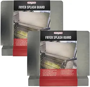 Chef Master Fryer Splash Guard (2-Pack) - 20.5 x 15 Inch, Stops Oil Splattering - Universal Fit 18-Gauge Stainless Steel Splatter Screen - Commercial Deep Fryer Protection - Oil Splatter Guard (90059)