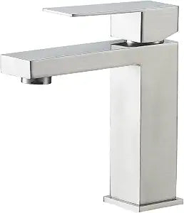 VOTON Brushed Nickel Bathroom Faucets Single Handle Modern Vanity Sink Faucet 1 Hole or 3 Hole with Deck Plate and Water Supply Hoses, Stainless Steel Bathroom Faucet Lead-Free