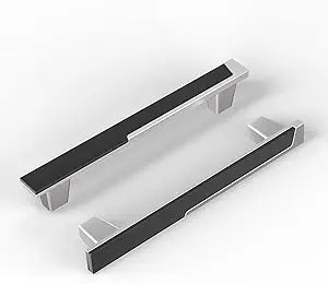 Haliwu 10 Pack 5 Inch Brushed Nickel and Black Cabinet Handles, 2 Tone Silver Drawer Pulls, Zinc Alloy Cabinet Hardware for Kitchen Cupboard Bathroom Dresser