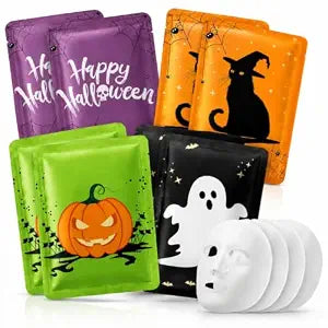 Batiyeer 8 Pcs Halloween Facial Mask Gift, Spooky Basket Stuffer for Women