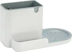 Amazon Basics Kitchen Sink Caddy Organizer for Sponge and Brush Storage, Large, White