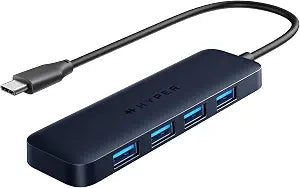 Hyper Drive 4 Port USB A to USB C Hub. Connect Devices w/ 4 Fast USB-A Ports, 5Gbps Data Transfer Speed USB A and C Hub. Plug-and-Play Hyper USB C Hub. Made with Recycled Materials.