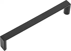 Cosmas 10 Pack 3133-128FB Flat Black Contemporary Cabinet Hardware Handle Pull - 5" Inch (128mm) Hole Centers