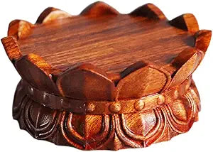GOLDY&WENDY 4.1'' Solid Wood Lotus Carving Pedestal Chinese Rosewood Furniture Decoration Base Vase Plant Teapot Lamp Display Stand