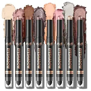 LANGMANNI 8 Color Waterproof Dual-Ended Eyeshadow Stick Set, Eye Makeup #A