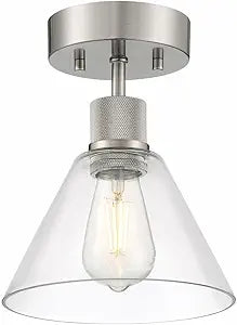 Access Lighting Port Nine Martini LED Semi-Flush - Brushed Steel - Clear Glass - Replaceable LED