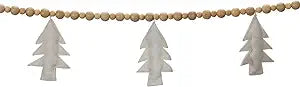 Melrose Wood Beaded Christmas Tree Garland - 6' x 5.5" - Unlit