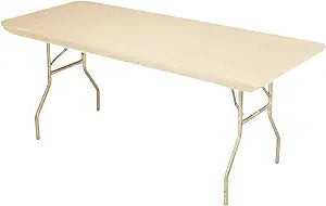 Kwik-Covers 10 Pack of Fitted Rectangular Plastic Table Covers - 6' Foot or 8' Foot Options - Indoor or Outdoor (Table NOT Included) (Ivory, 30" x 72" (6' ft))