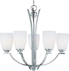 Maxim Lighting Rocco 5-Light Chandelier | Polished Chrome Finish | Modern Indoor Light Fixture | Ideal for Dining Rooms & Entryways | Home Decor Ceiling Fixture | Rocco Collection | 20025SWPC