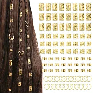 100 Pcs Gold Hair Jewelry for Braids, Gold Hair Cuffs